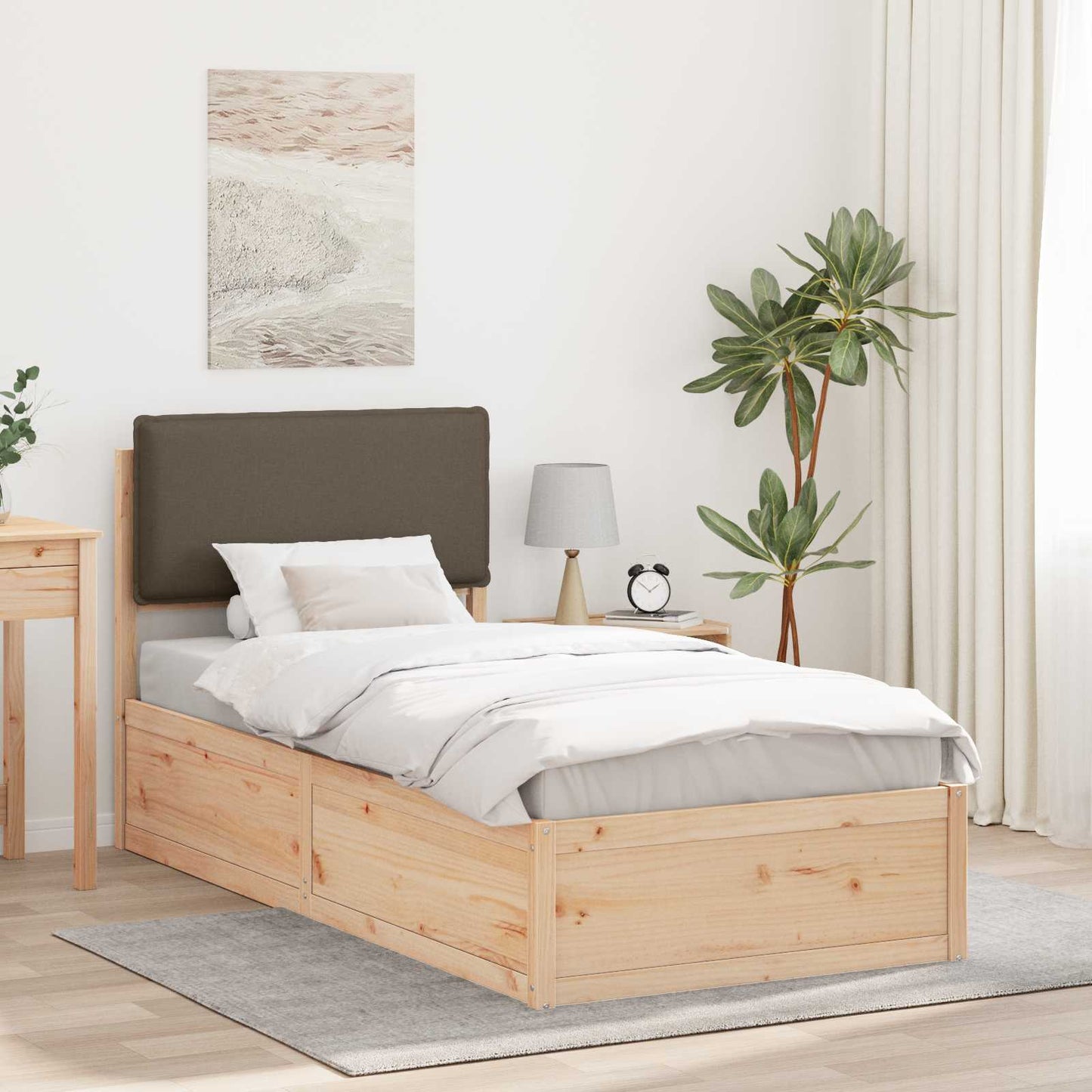 Letto con Testiera Rivestita Talpa 80 x 200 cm Pino massello
