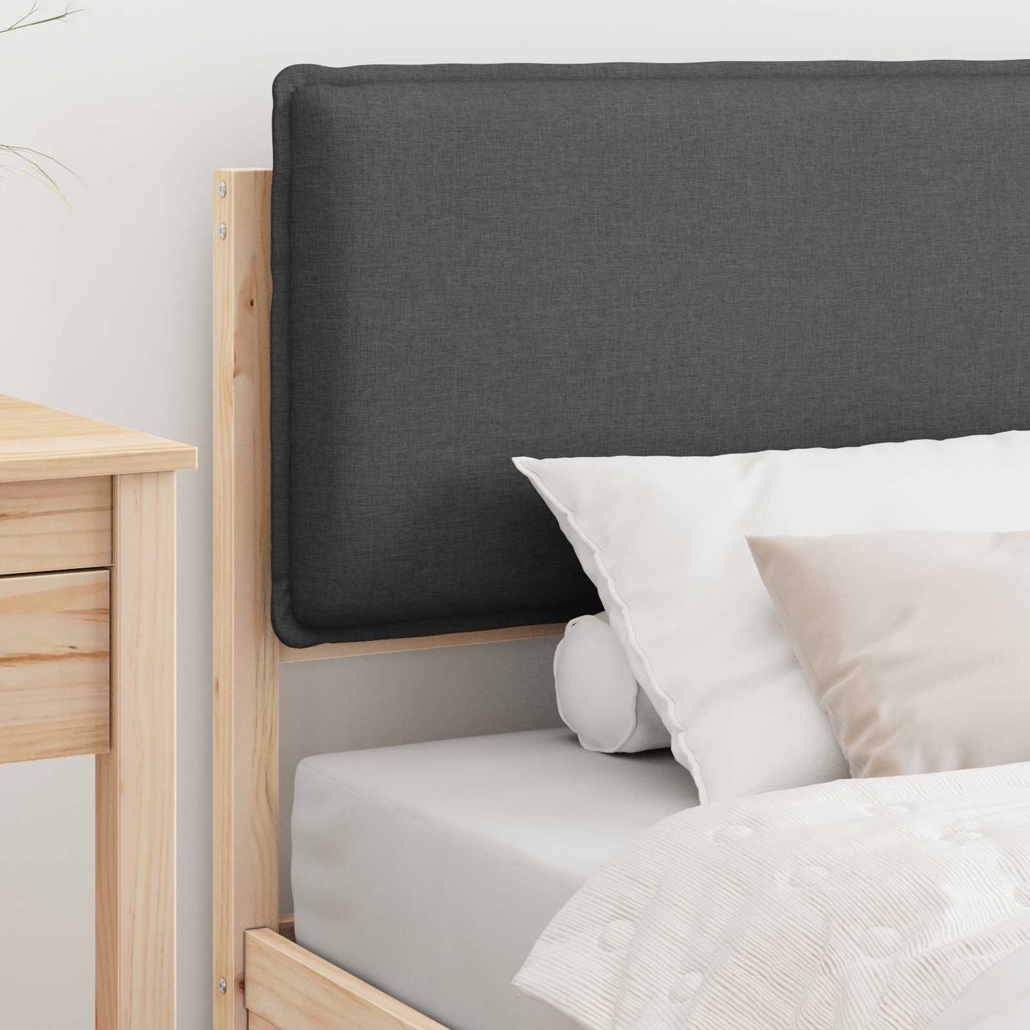 Letto con Testiera Rivestita Grigio scuro 90 x 190 cm