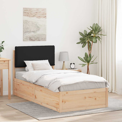 Letto con Testiera Rivestita Nero 90 x 190 cm Pino massello