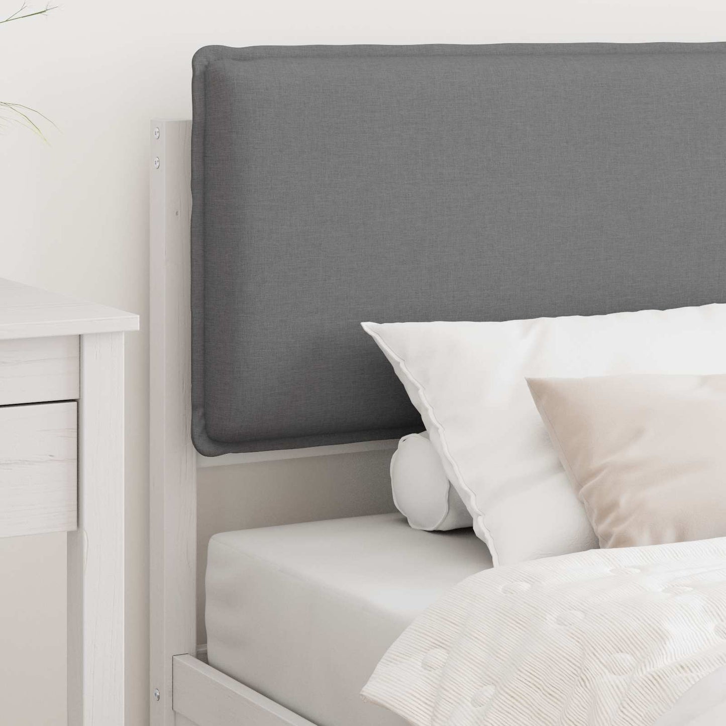 Letto con Testiera Rivestita Grigio chiaro 90 x 190 cm