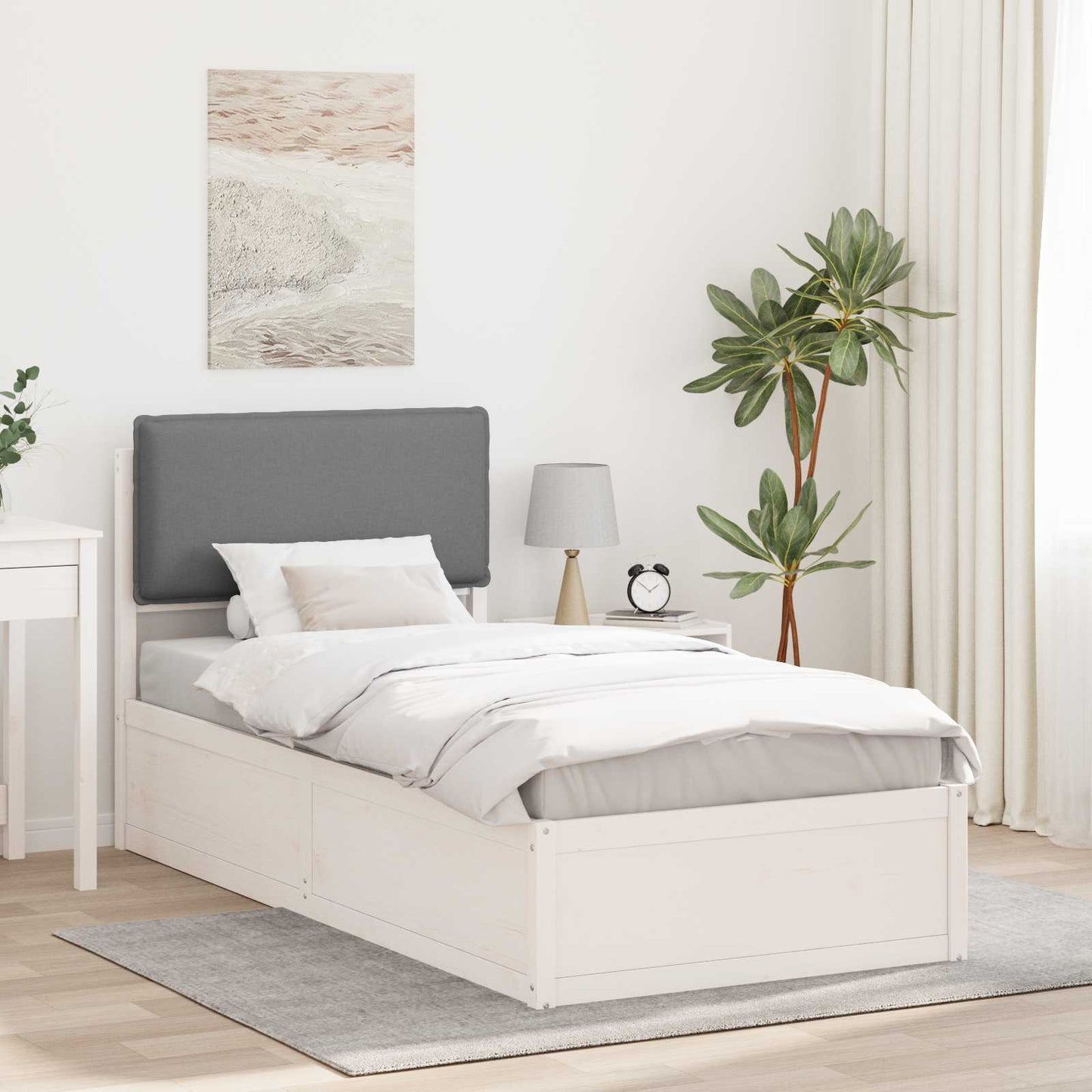 Letto con Testiera Rivestita Grigio chiaro 90 x 190 cm