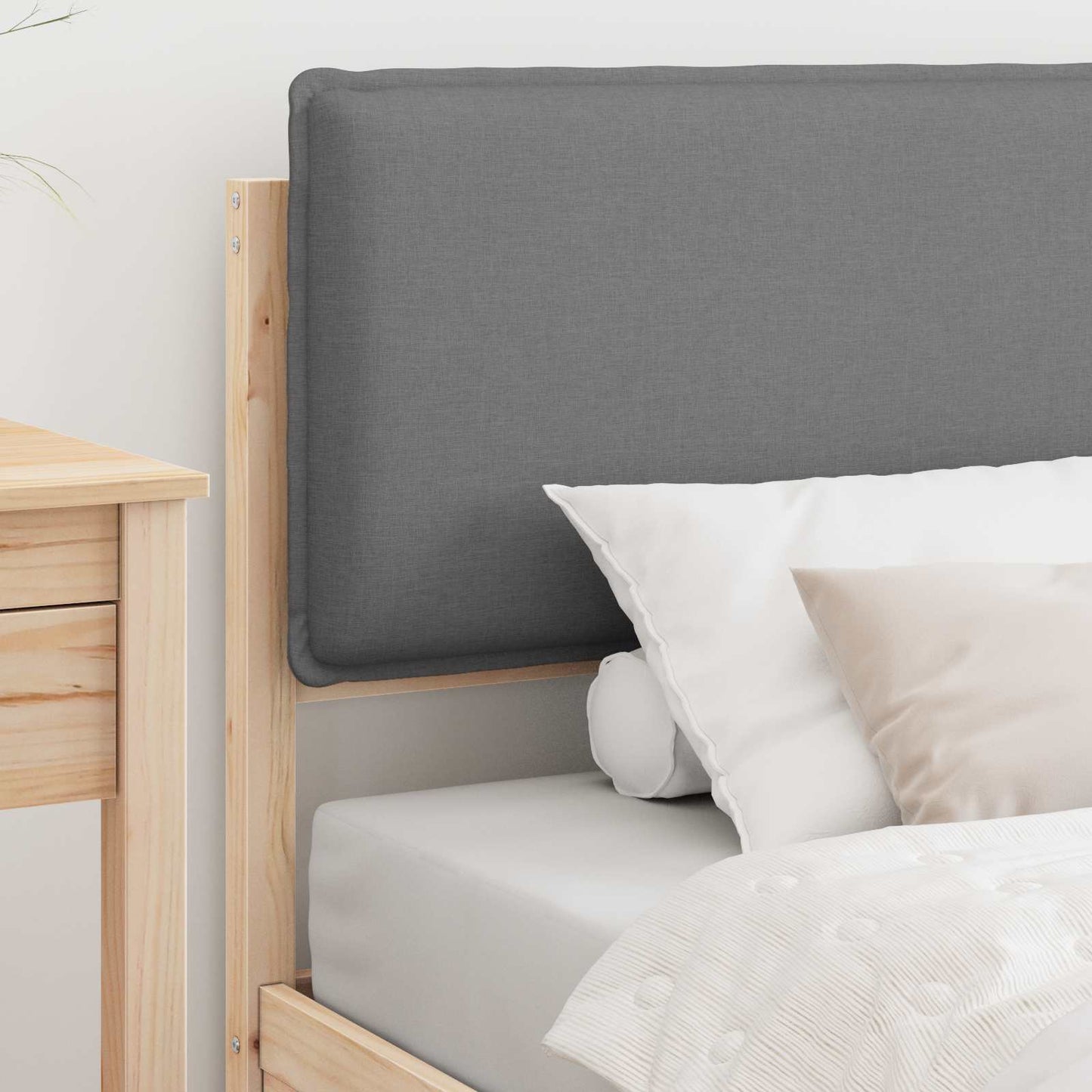 Letto con Testiera Rivestita Grigio chiaro 75 x 190 cm