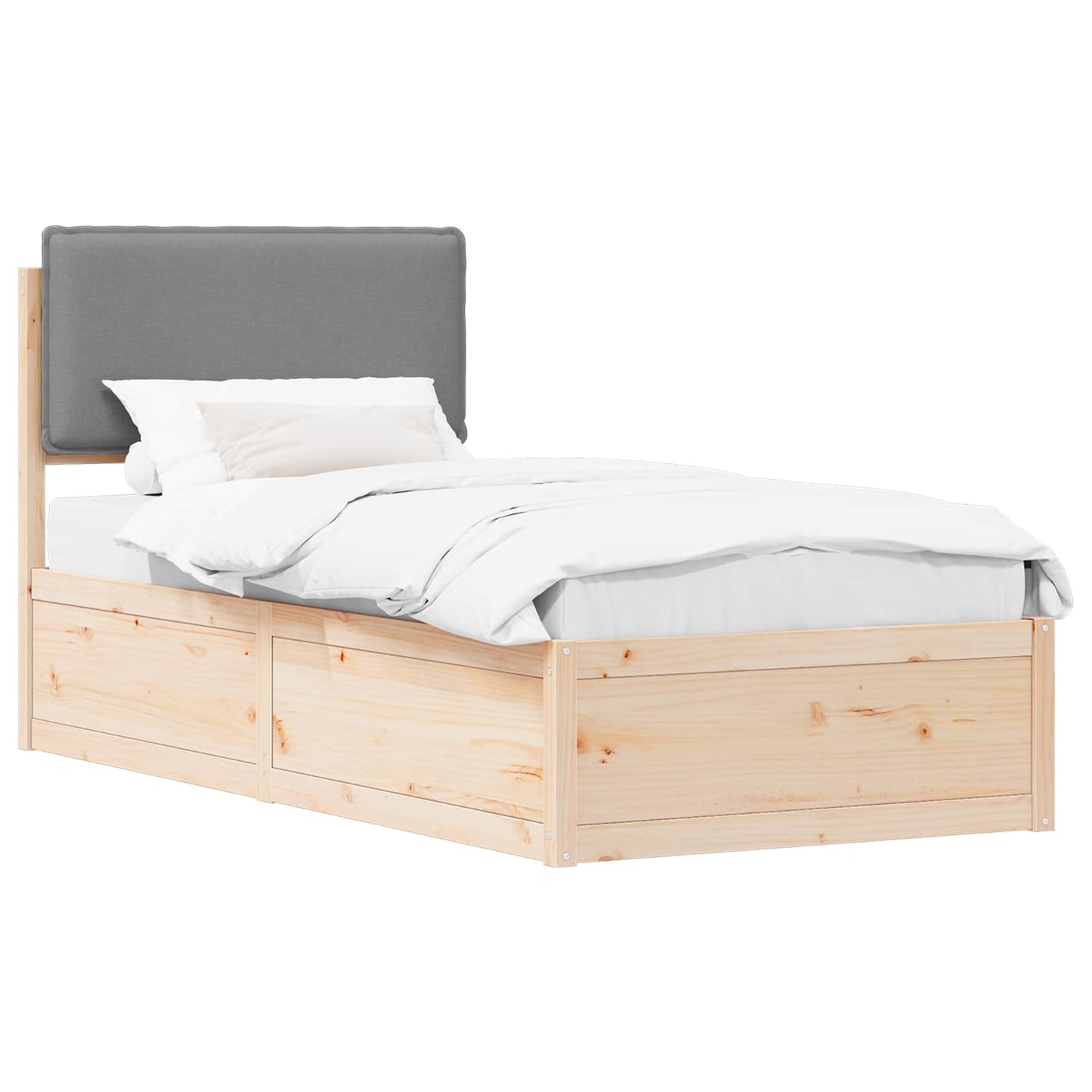 Letto con Testiera Rivestita Grigio chiaro 75 x 190 cm