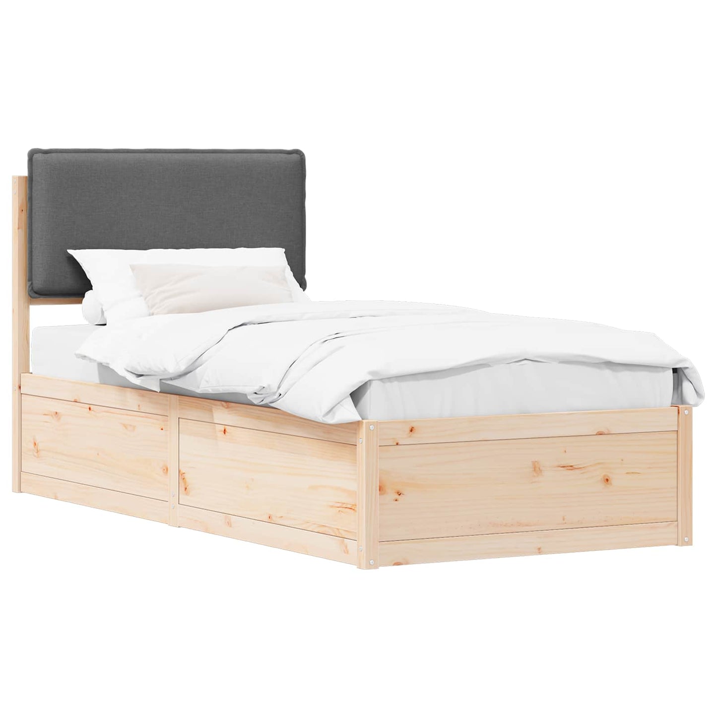 Letto con Testiera Rivestita Grigio scuro 75 x 190 cm