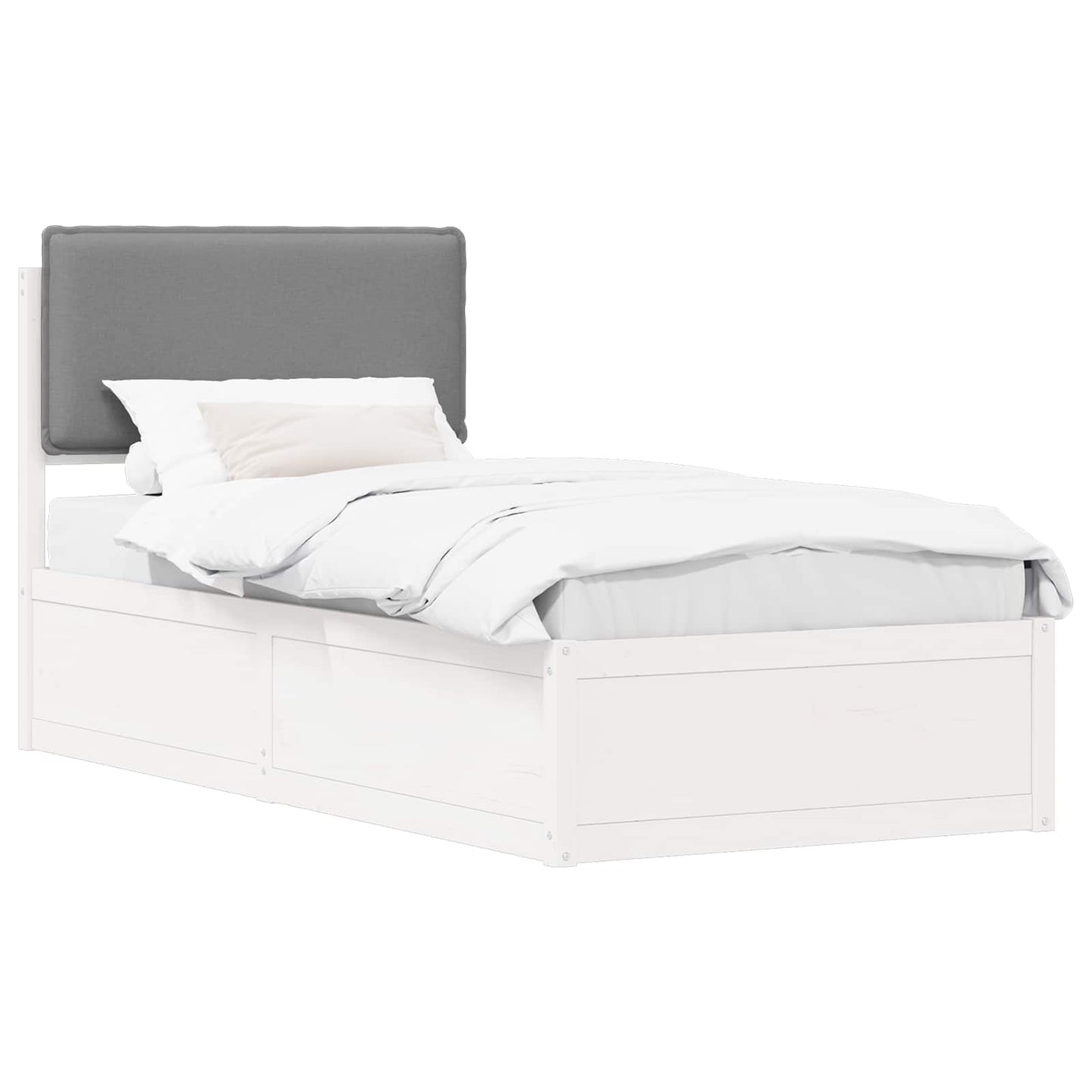 Letto con Testiera Rivestita Grigio chiaro 75 x 190 cm