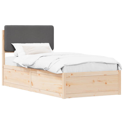 Letto con Testiera Rivestita Grigio scuro 90 x 200 cm