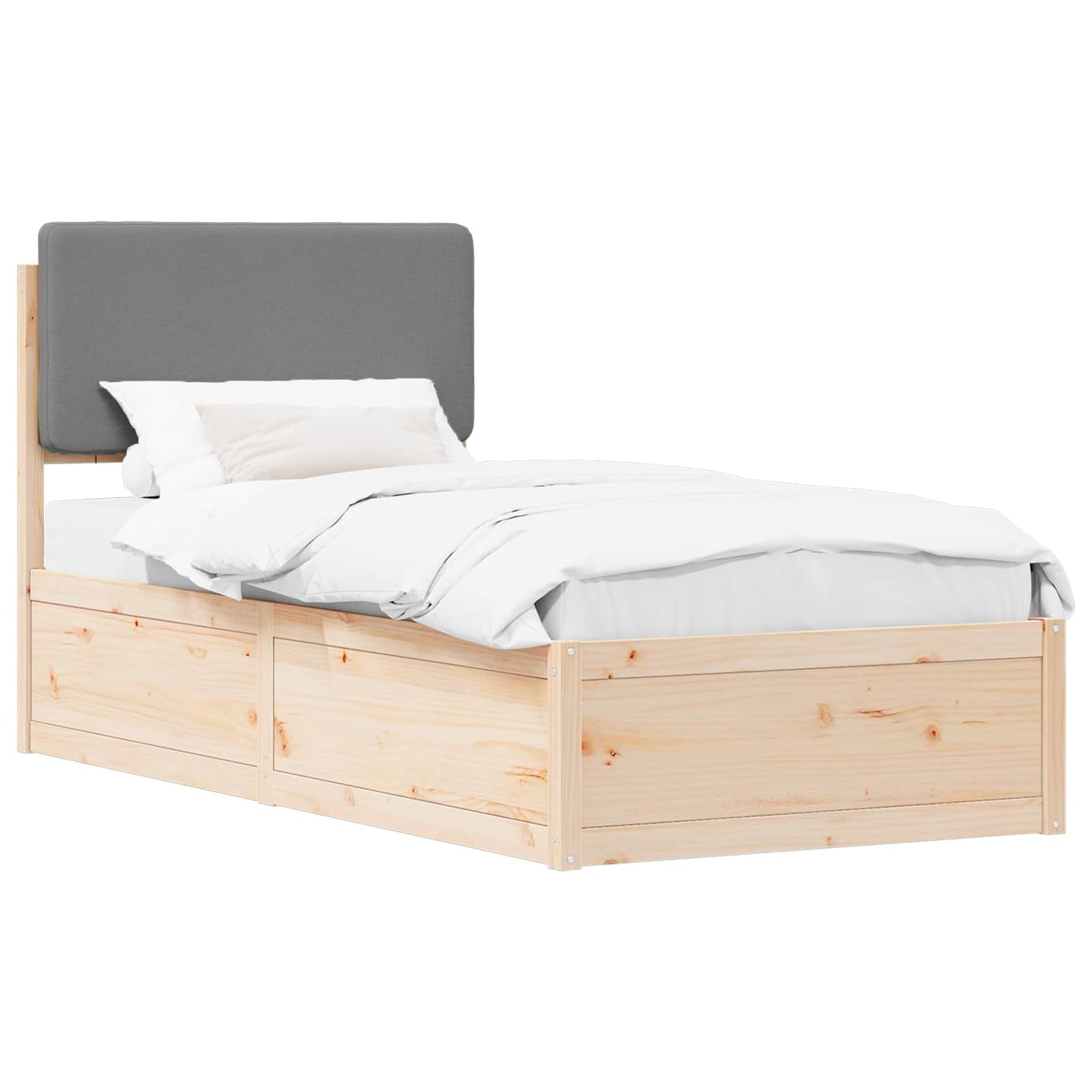 Letto con Testiera Rivestita Grigio chiaro 80 x 200 cm