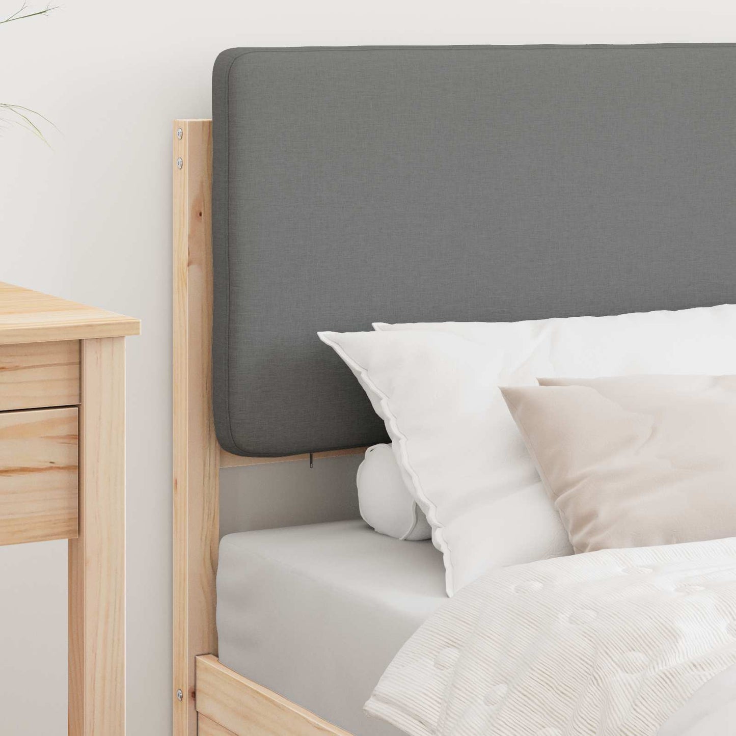 Letto con Testiera Rivestita Grigio chiaro 90 x 190 cm