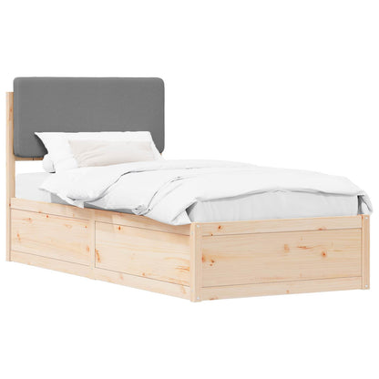 Letto con Testiera Rivestita Grigio chiaro 90 x 190 cm