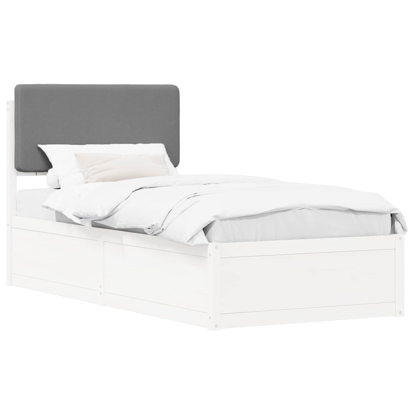 Letto con Testiera Rivestita Grigio chiaro 90 x 190 cm