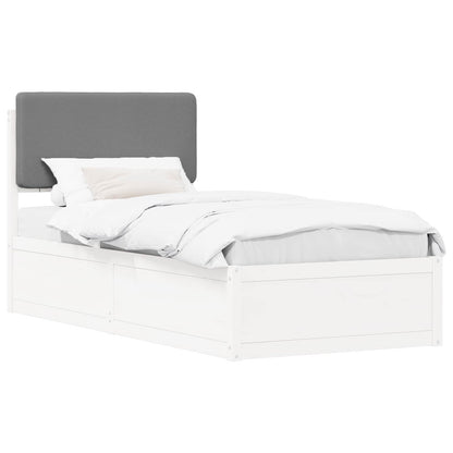 Letto con Testiera Rivestita Grigio chiaro 75 x 190 cm
