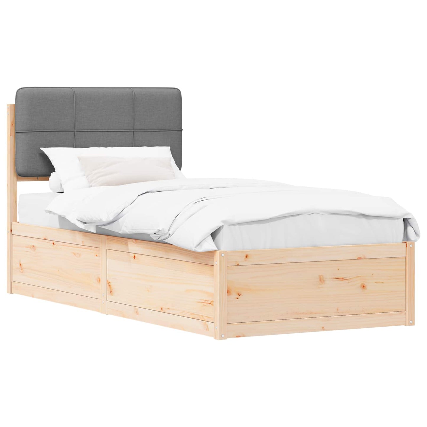 Letto con Testiera Rivestita Grigio chiaro 100 x 200 cm