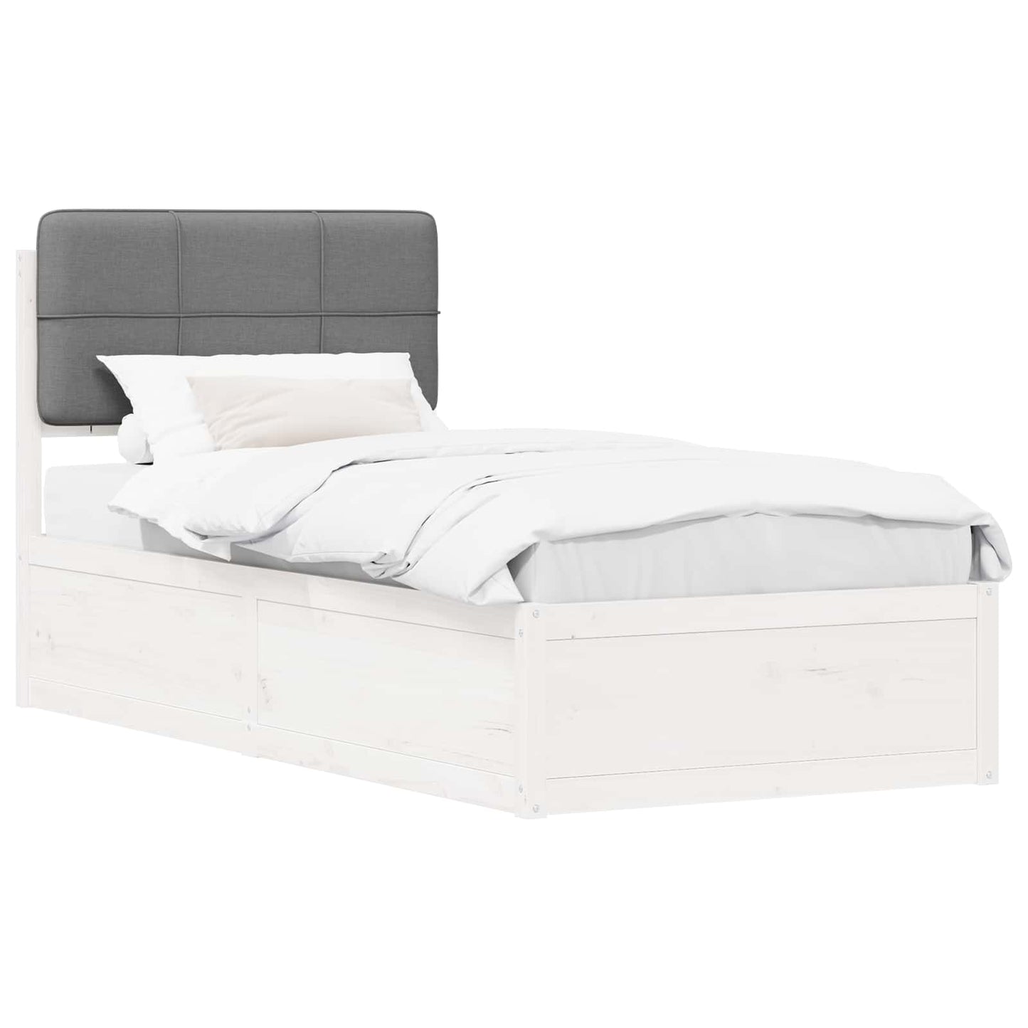 Letto con Testiera Rivestita Grigio chiaro 90 x 200 cm