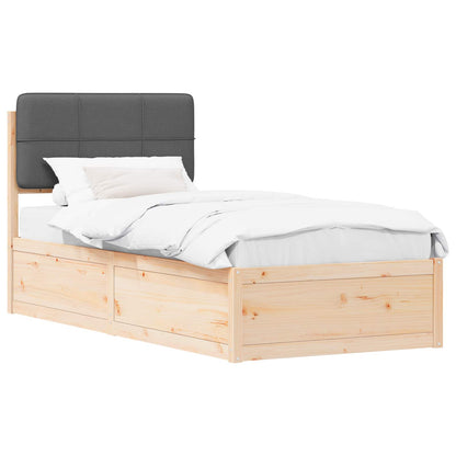 Letto con Testiera Rivestita Grigio scuro 80 x 200 cm