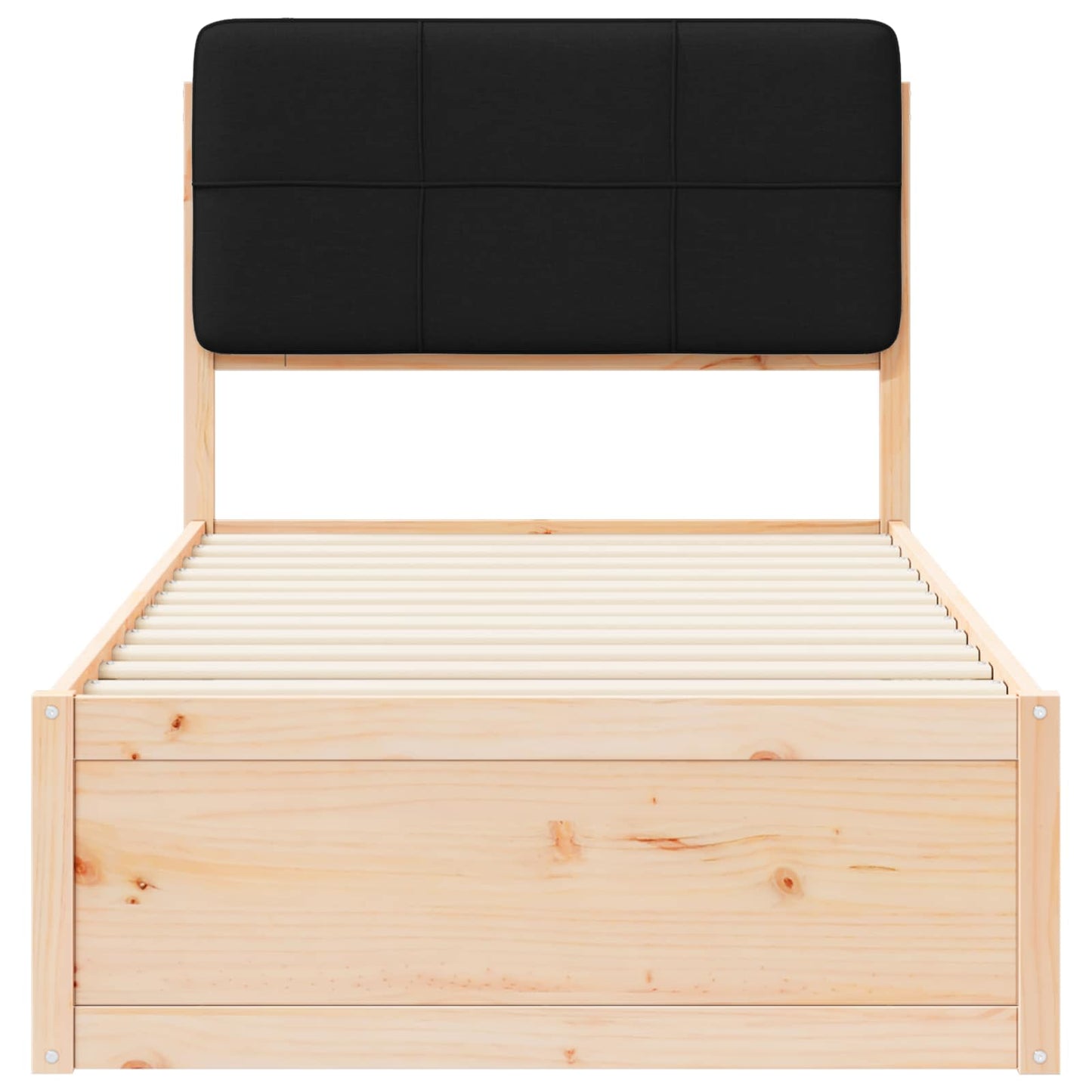 Letto con Testiera Rivestita Nero 80 x 200 cm Pino massello
