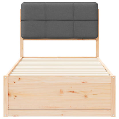 Letto con Testiera Rivestita Grigio scuro 90 x 190 cm