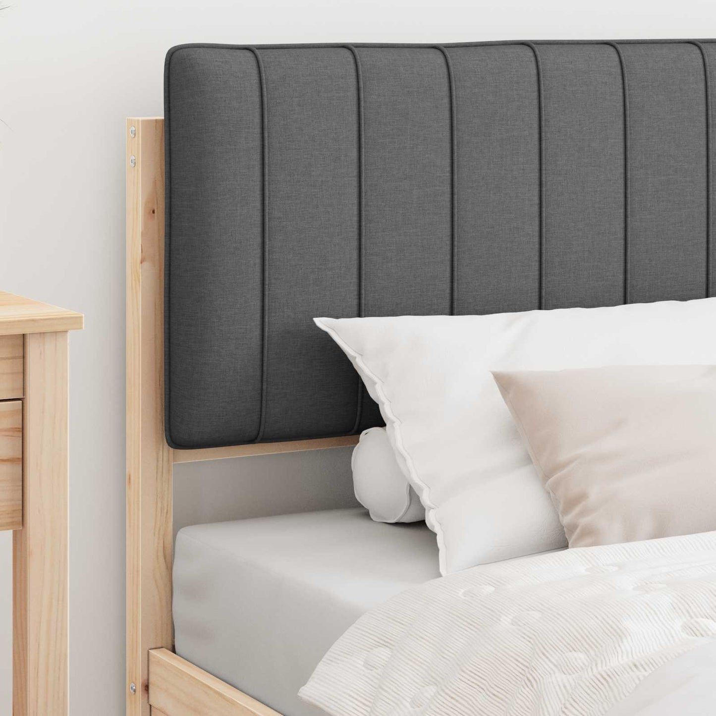 Letto con Testiera Rivestita Grigio scuro 100 x 200 cm