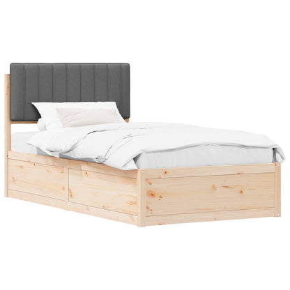 Letto con Testiera Rivestita Grigio scuro 100 x 200 cm