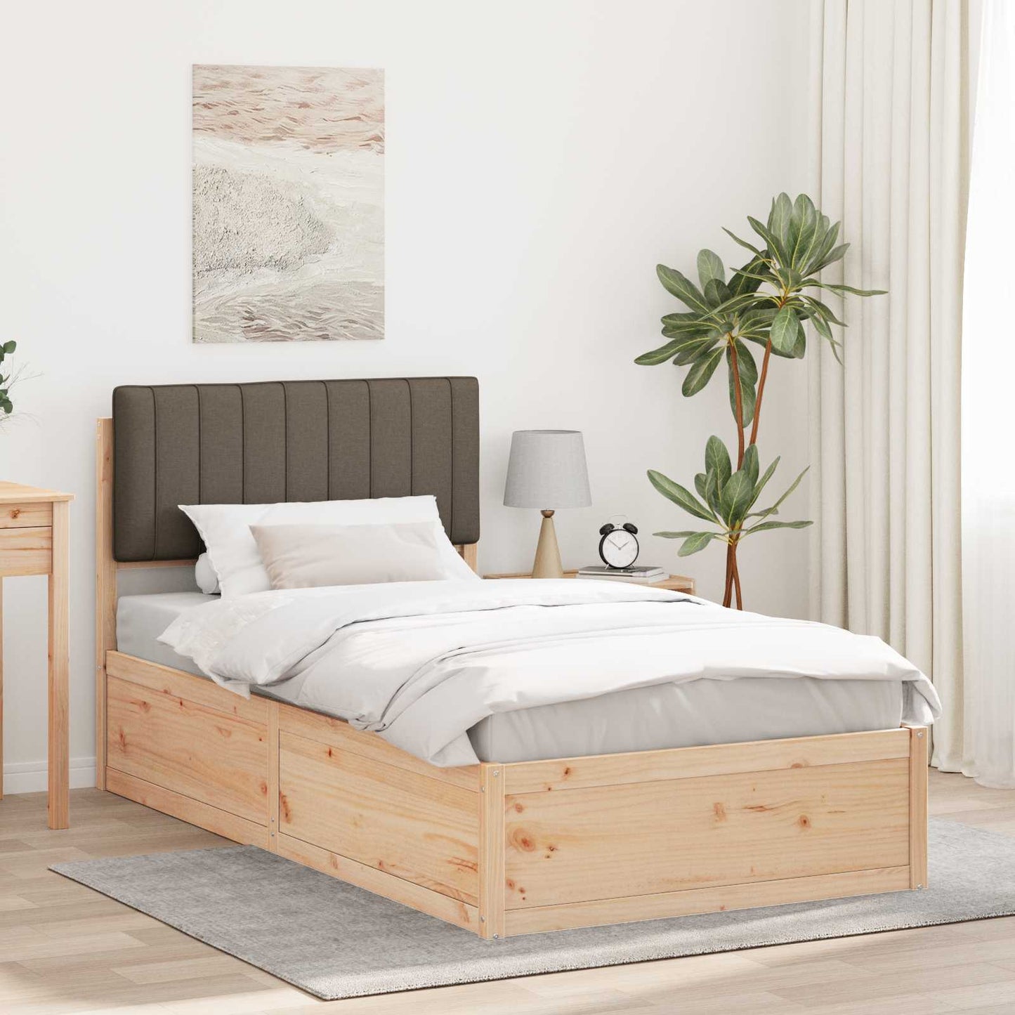 Letto con Testiera Rivestita Talpa 100 x 200 cm Pino massello