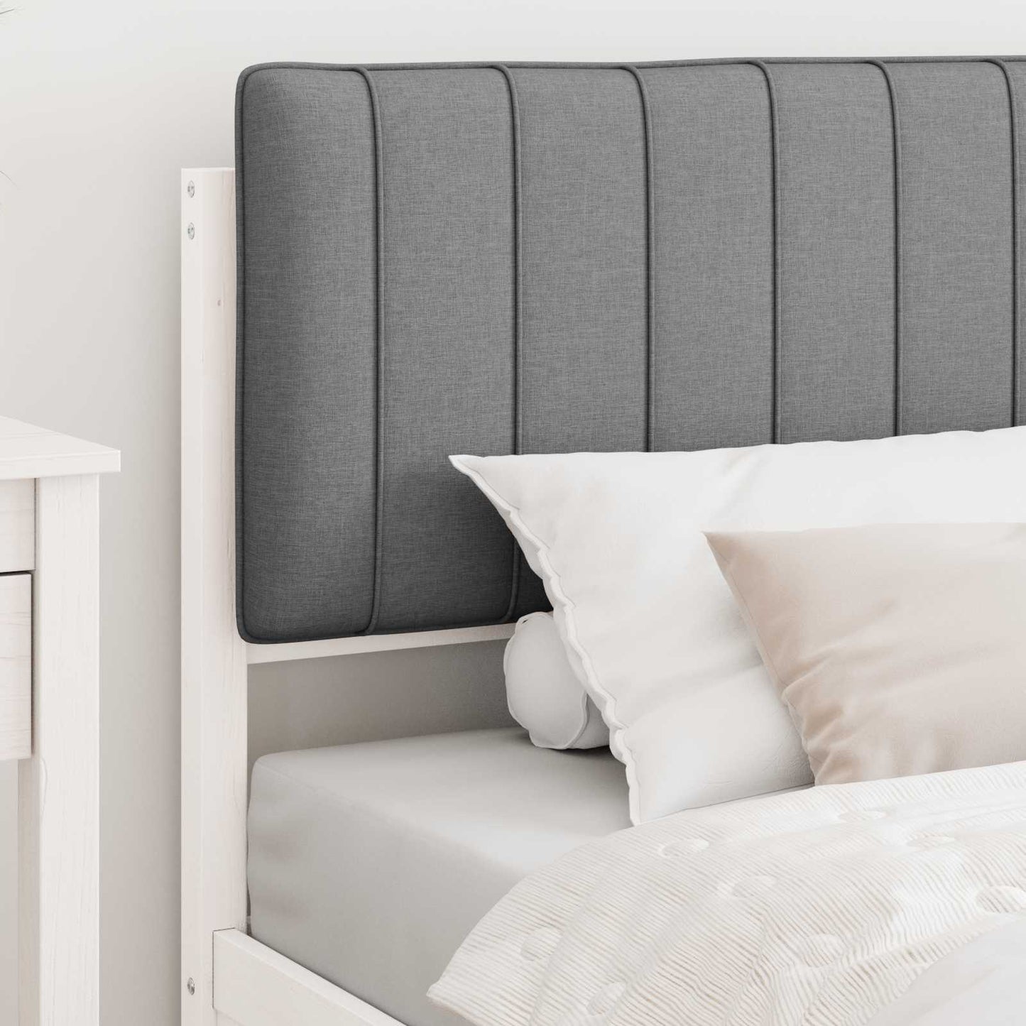 Letto con Testiera Rivestita Grigio chiaro 100 x 200 cm