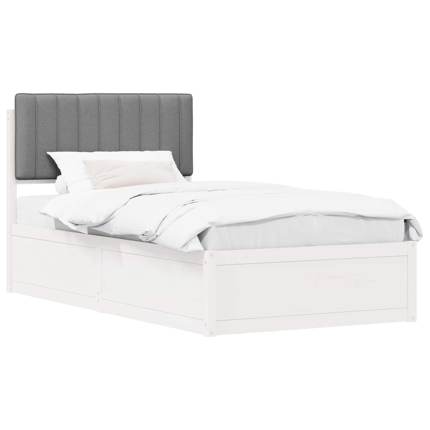 Letto con Testiera Rivestita Grigio chiaro 100 x 200 cm
