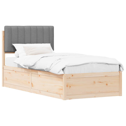 Letto con Testiera Rivestita Grigio chiaro 90 x 200 cm