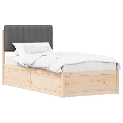 Letto con Testiera Rivestita Grigio scuro 90 x 200 cm