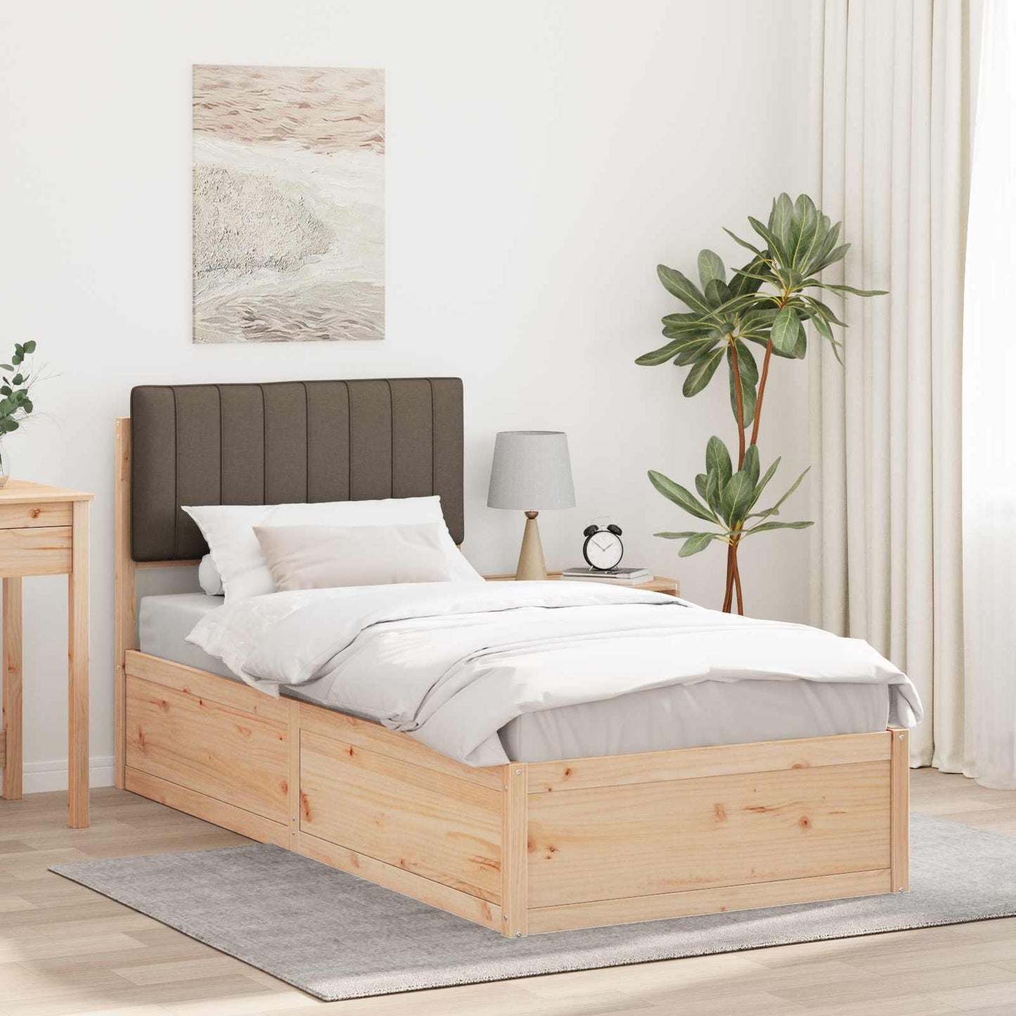 Letto con Testiera Rivestita Talpa 90 x 200 cm Pino massello