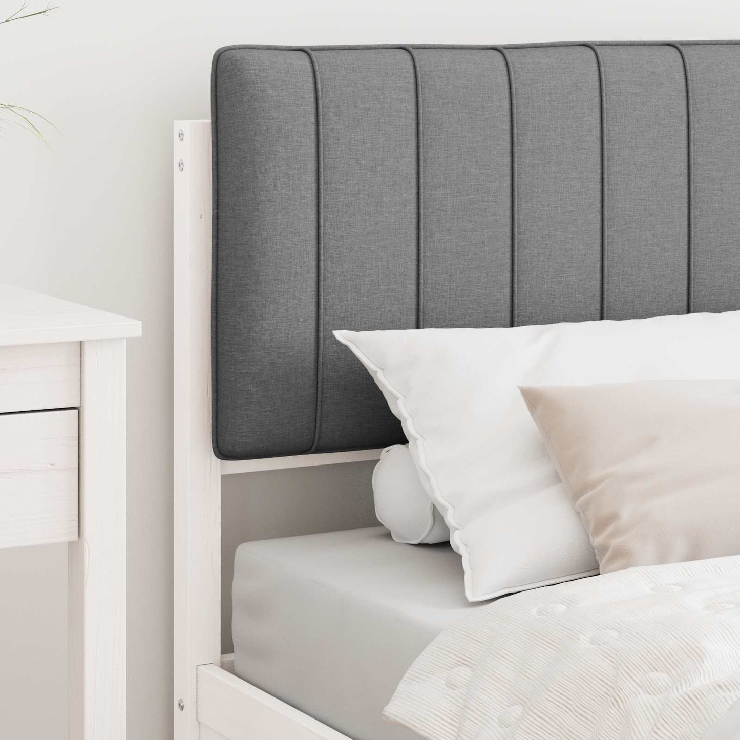 Letto con Testiera Rivestita Grigio chiaro 90 x 200 cm