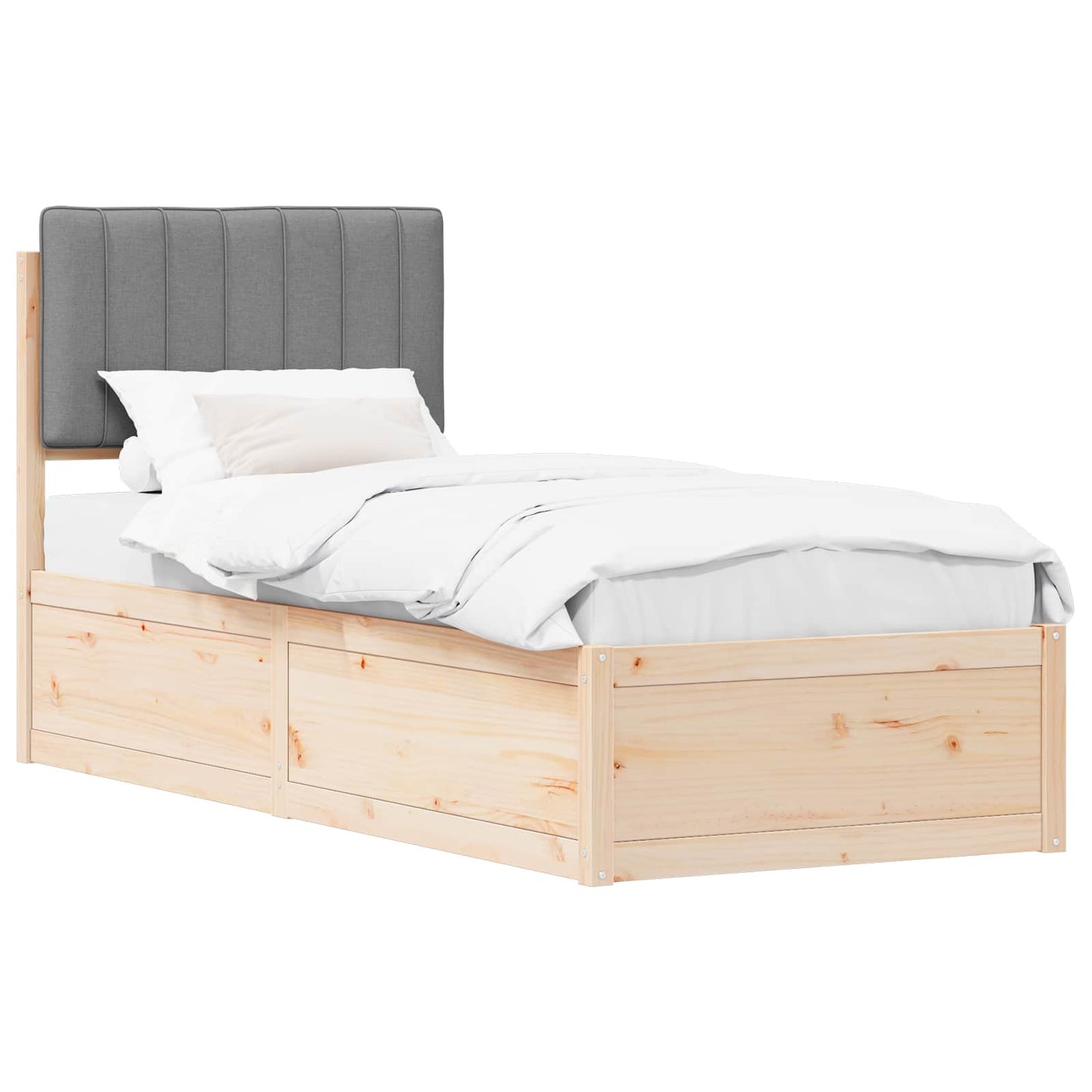Letto con Testiera Rivestita Grigio chiaro 80 x 200 cm