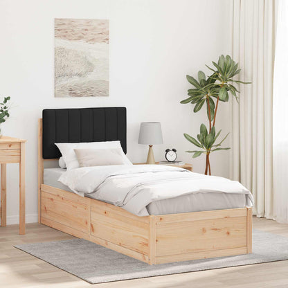 Letto con Testiera Rivestita Nero 80 x 200 cm Pino massello