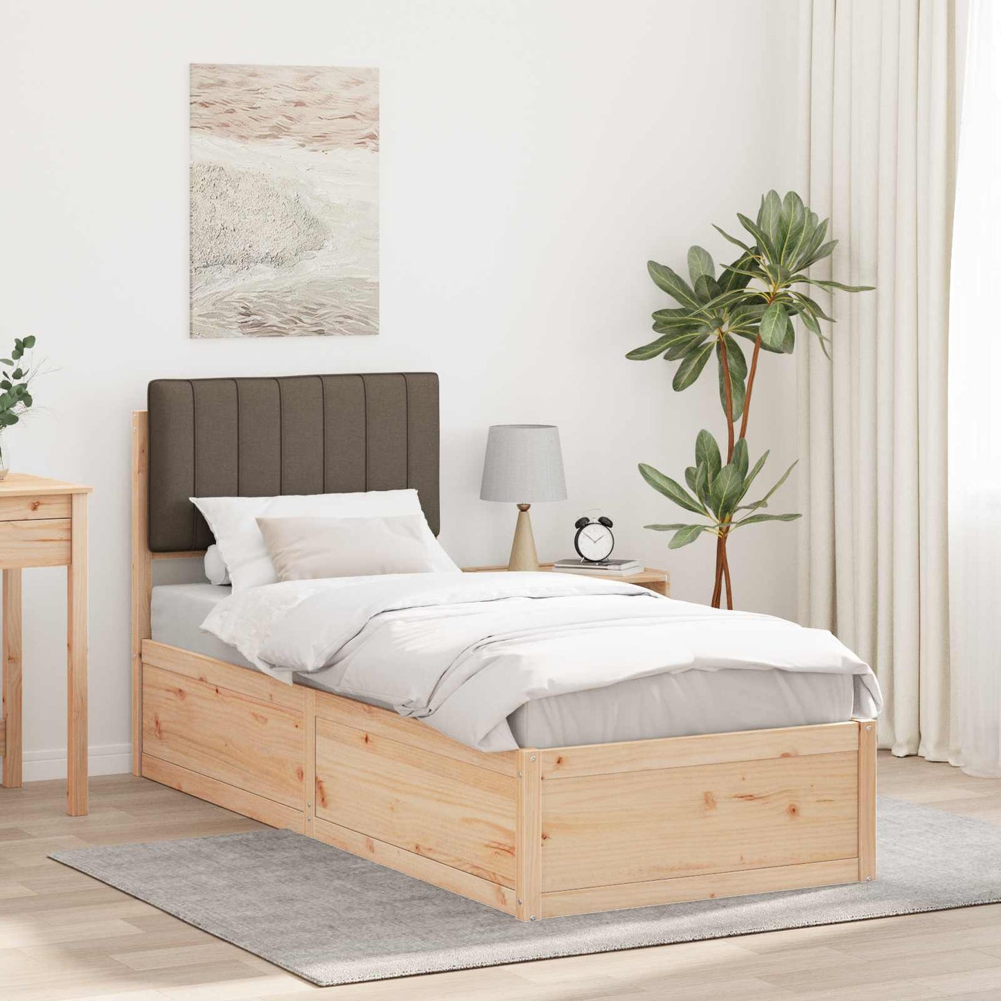Letto con Testiera Rivestita Talpa 80 x 200 cm Pino massello