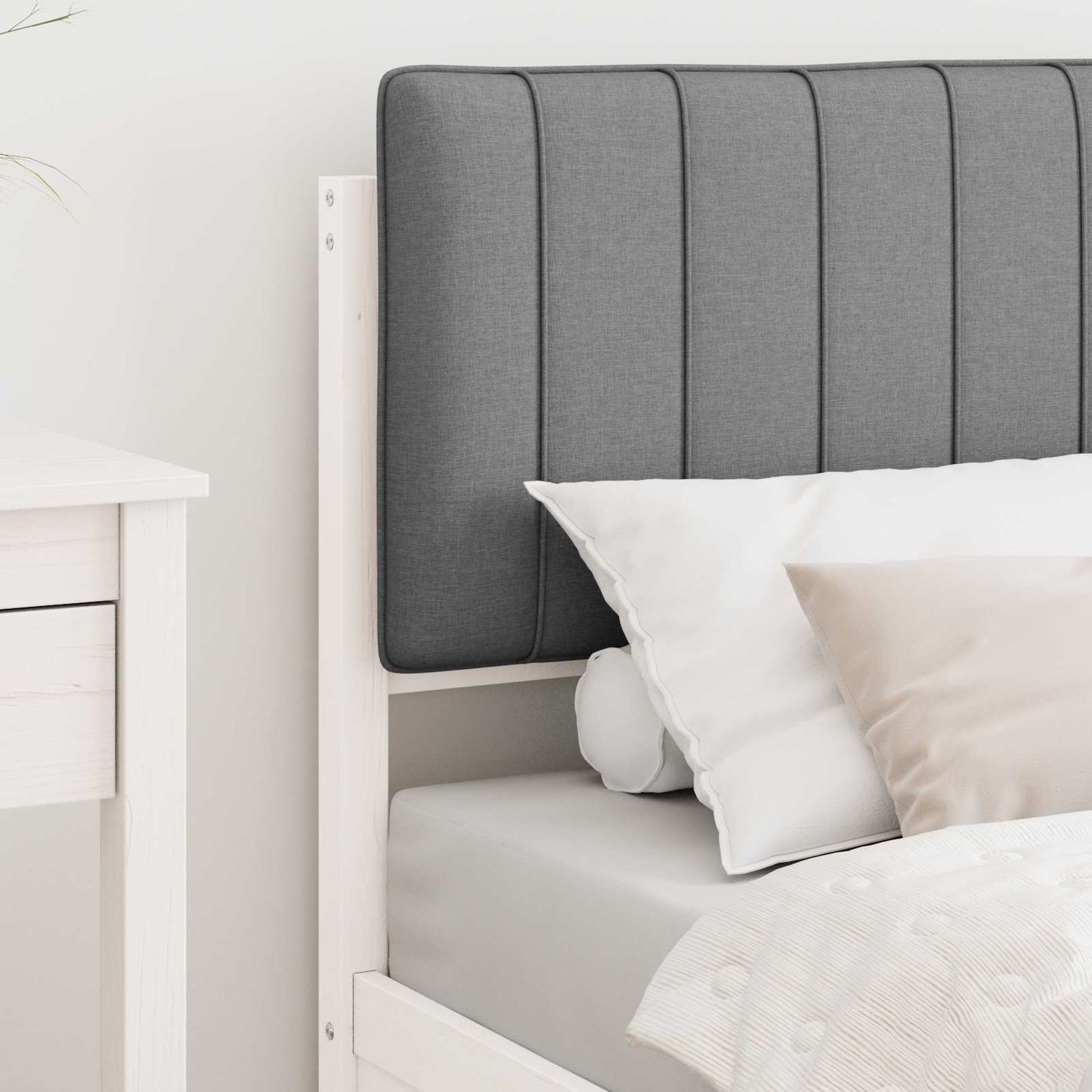 Letto con Testiera Rivestita Grigio chiaro 80 x 200 cm