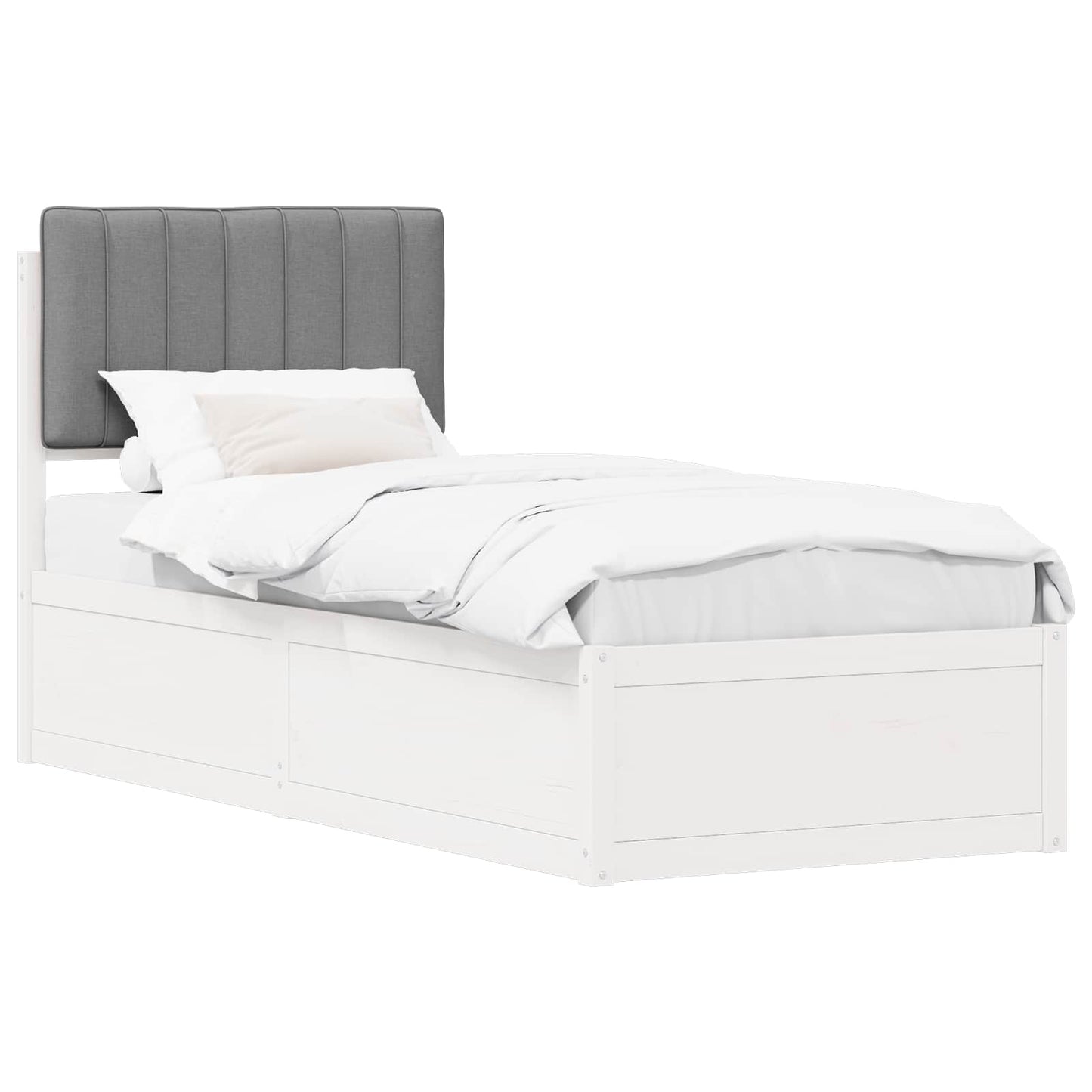 Letto con Testiera Rivestita Grigio chiaro 80 x 200 cm