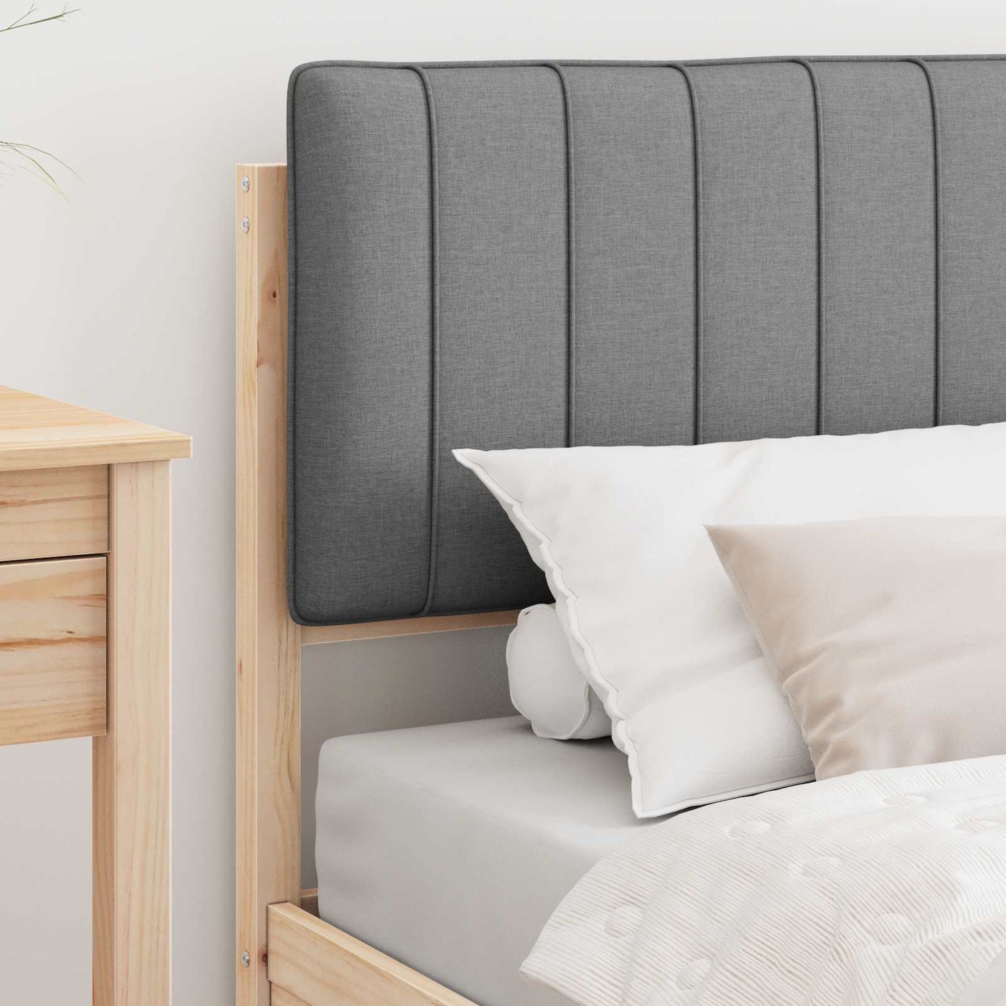 Letto con Testiera Rivestita Grigio chiaro 90 x 190 cm