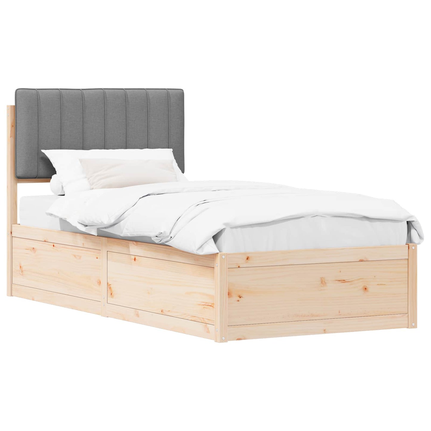 Letto con Testiera Rivestita Grigio chiaro 90 x 190 cm