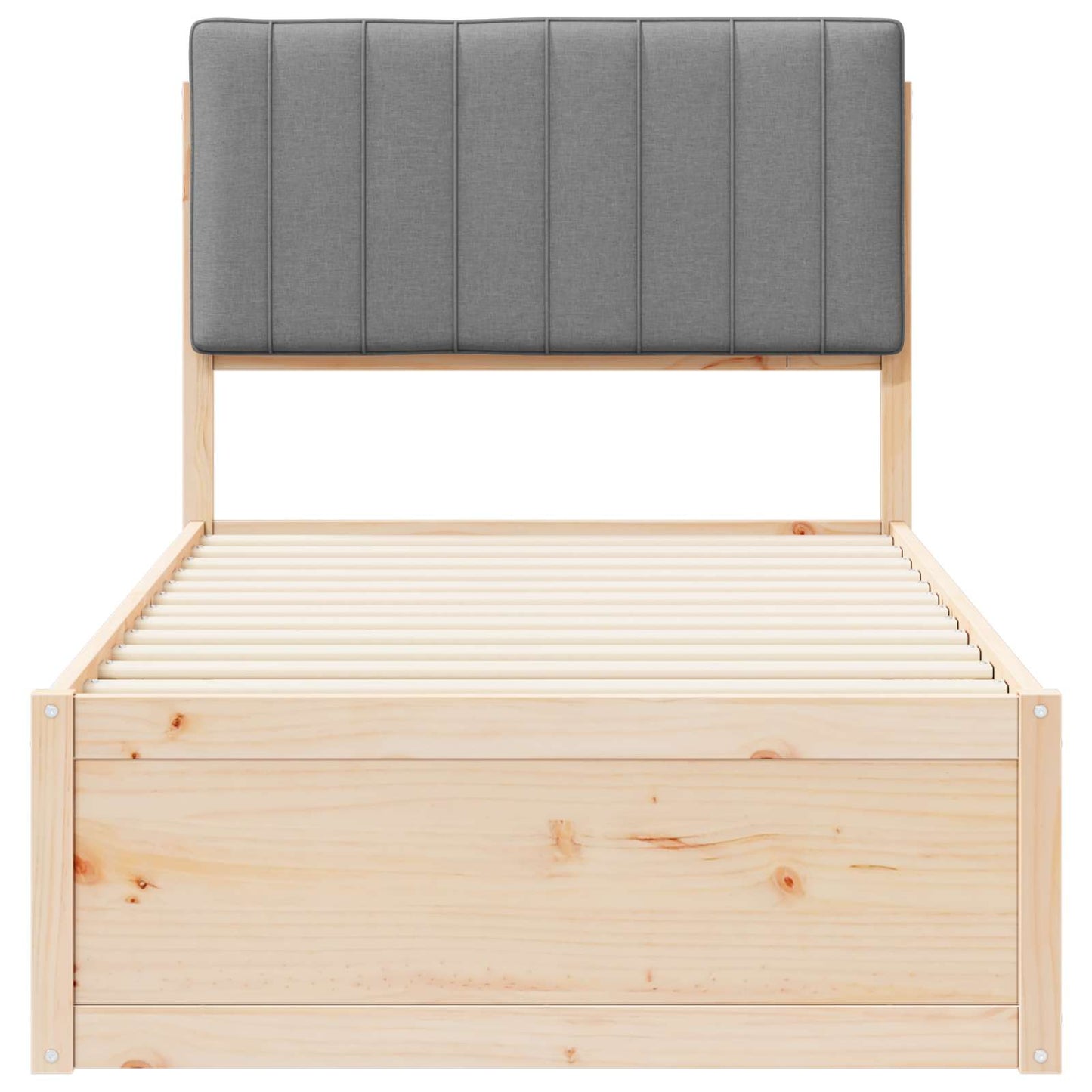 Letto con Testiera Rivestita Grigio chiaro 90 x 190 cm