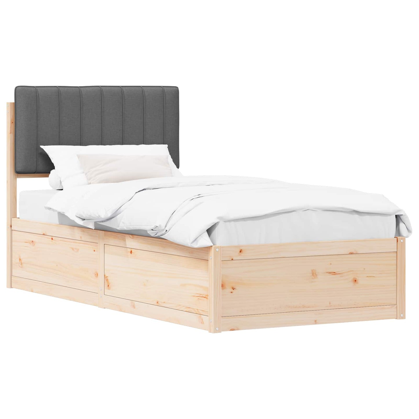 Letto con Testiera Rivestita Grigio scuro 90 x 190 cm