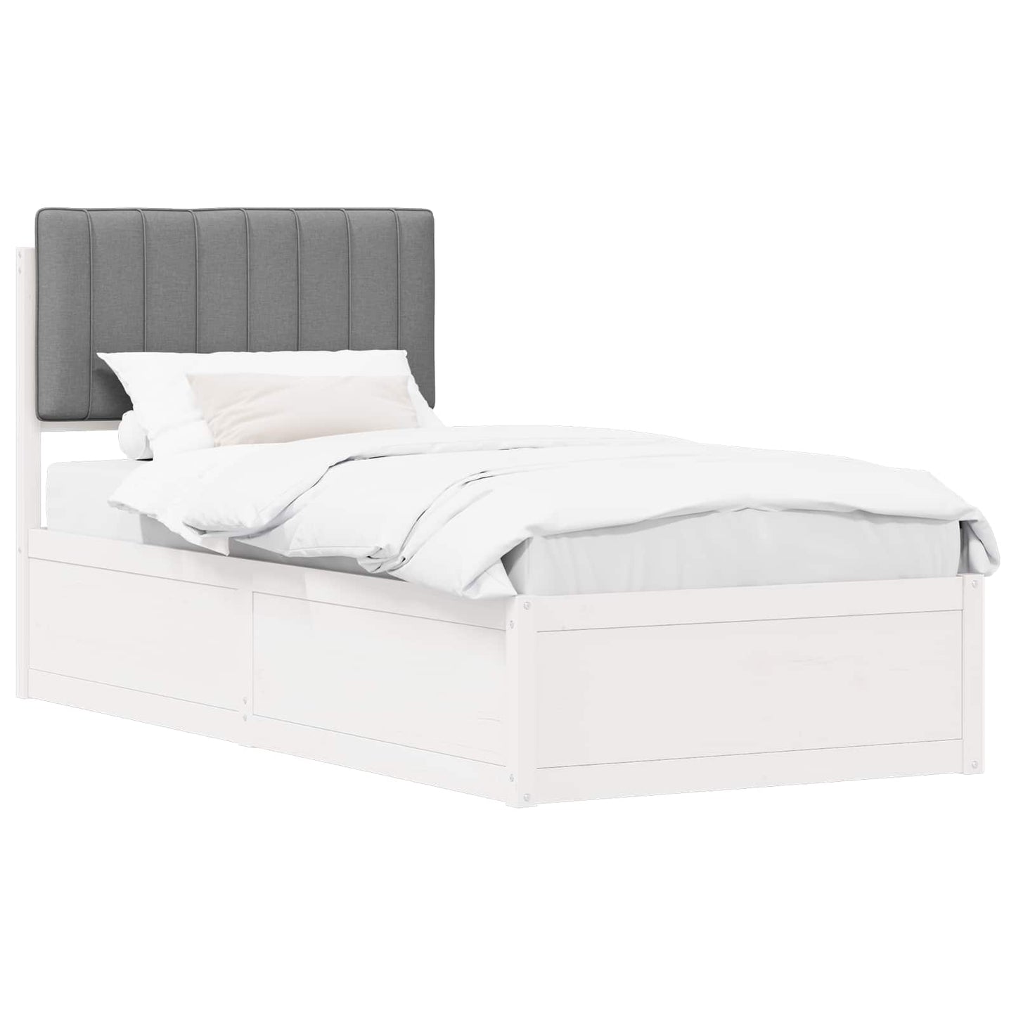 Letto con Testiera Rivestita Grigio chiaro 90 x 190 cm