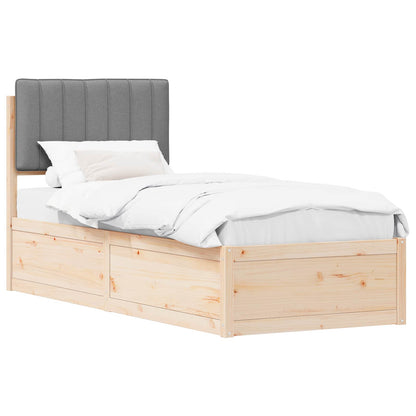 Letto con Testiera Rivestita Grigio chiaro 75 x 190 cm