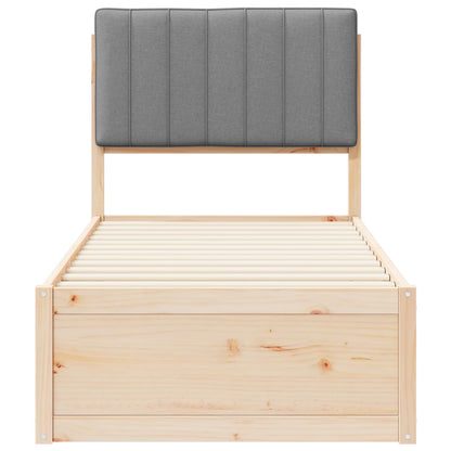 Letto con Testiera Rivestita Grigio chiaro 75 x 190 cm