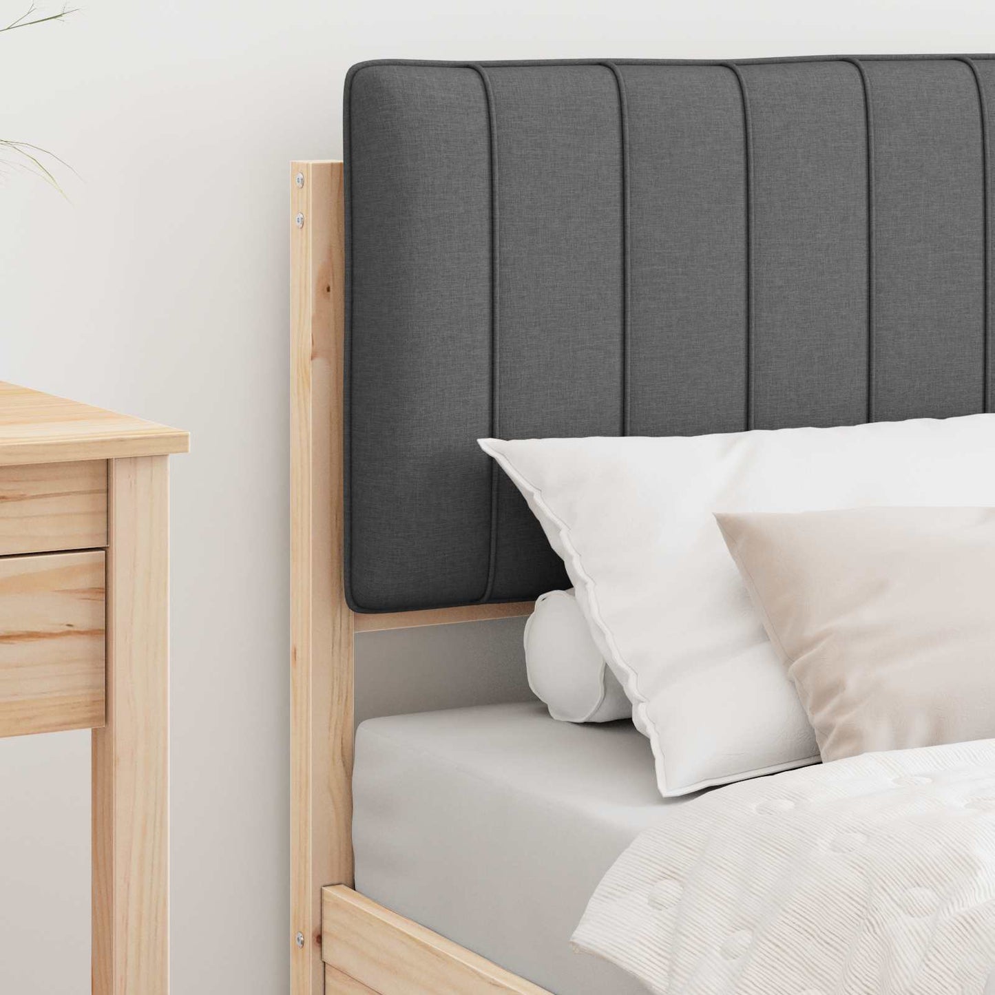 Letto con Testiera Rivestita Grigio scuro 75 x 190 cm