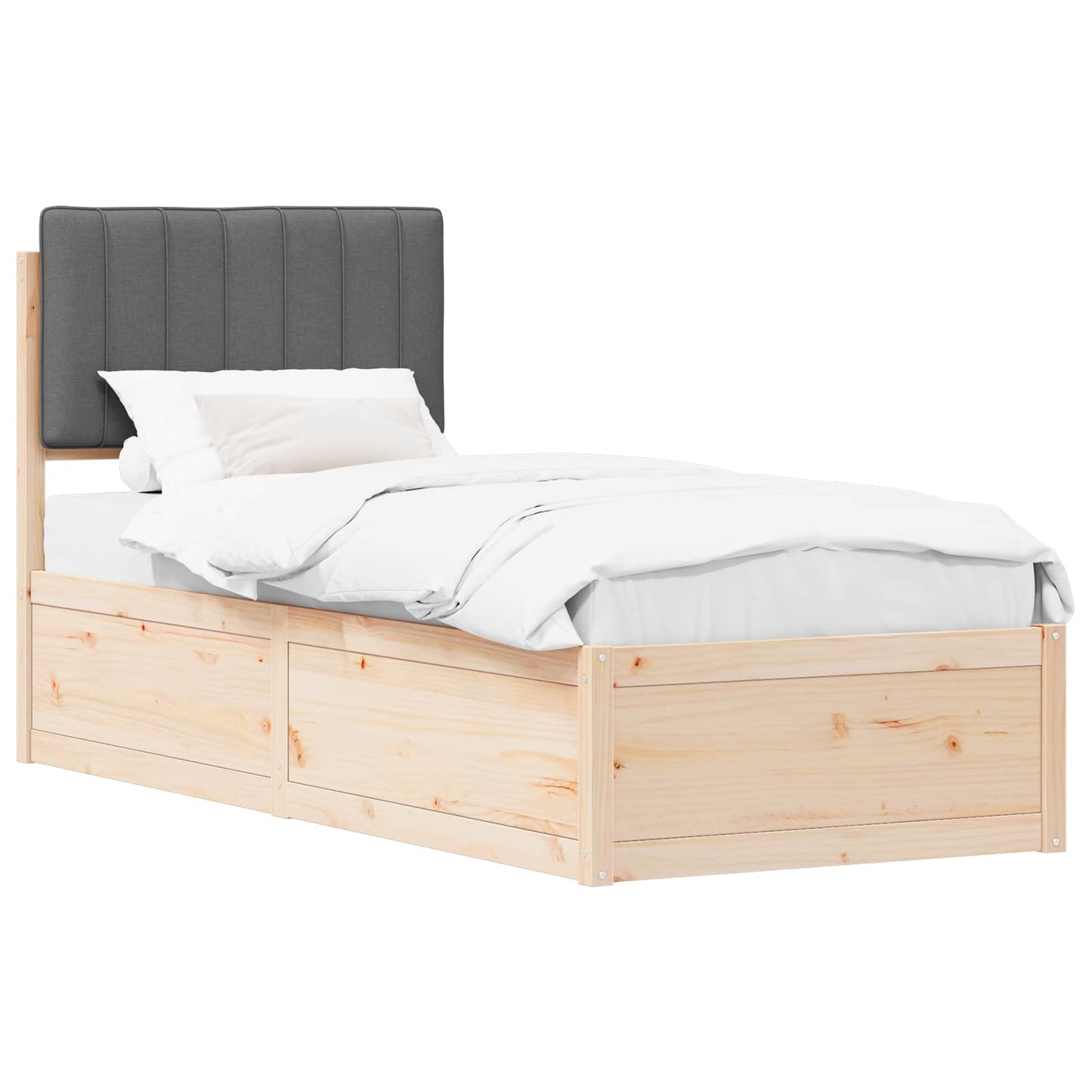 Letto con Testiera Rivestita Grigio scuro 75 x 190 cm