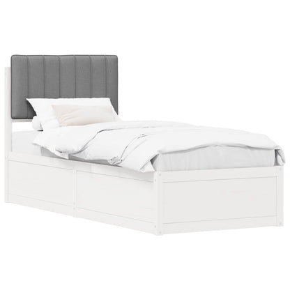 Letto con Testiera Rivestita Grigio chiaro 75 x 190 cm