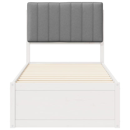 Letto con Testiera Rivestita Grigio chiaro 75 x 190 cm
