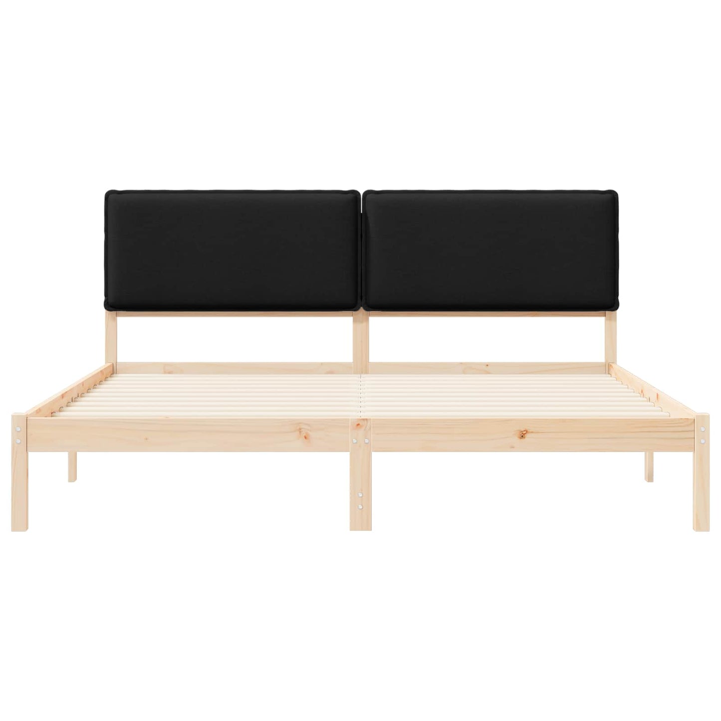 Letto con Testiera Rivestita Nero 180 x 200 cm Pino massello
