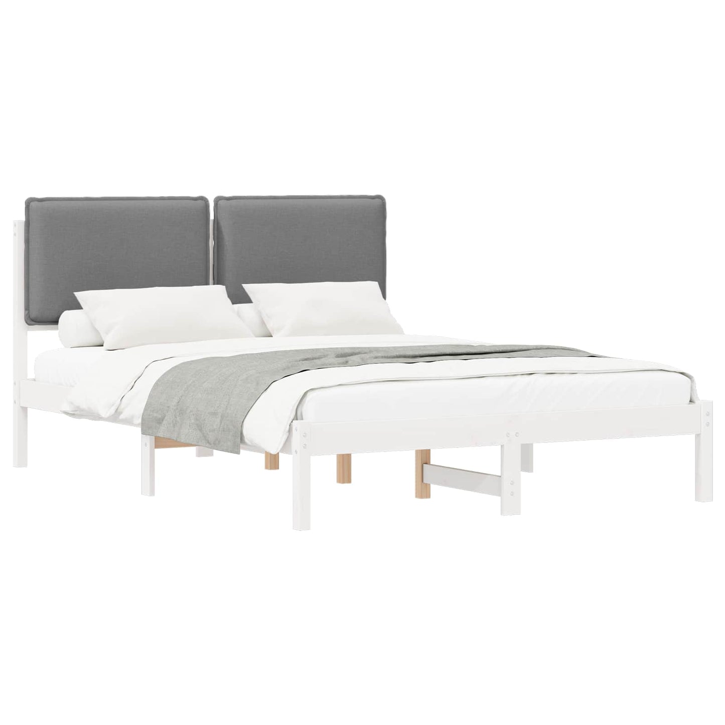 Letto con Testiera Rivestita Grigio chiaro 150 x 200 cm