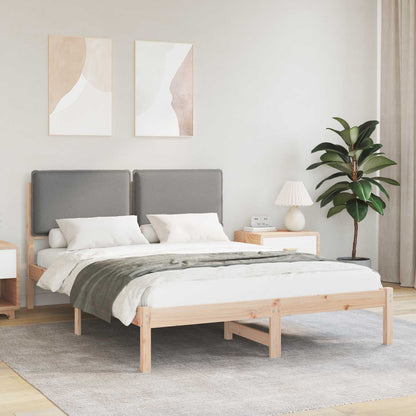 Letto con Testiera Rivestita Grigio chiaro 140 x 200 cm