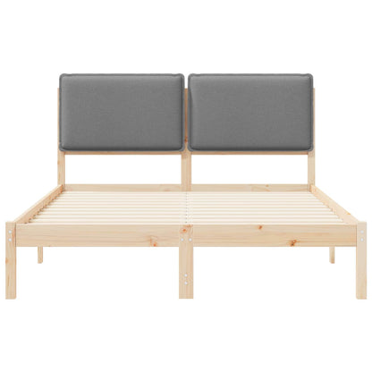 Letto con Testiera Rivestita Grigio chiaro 140 x 200 cm