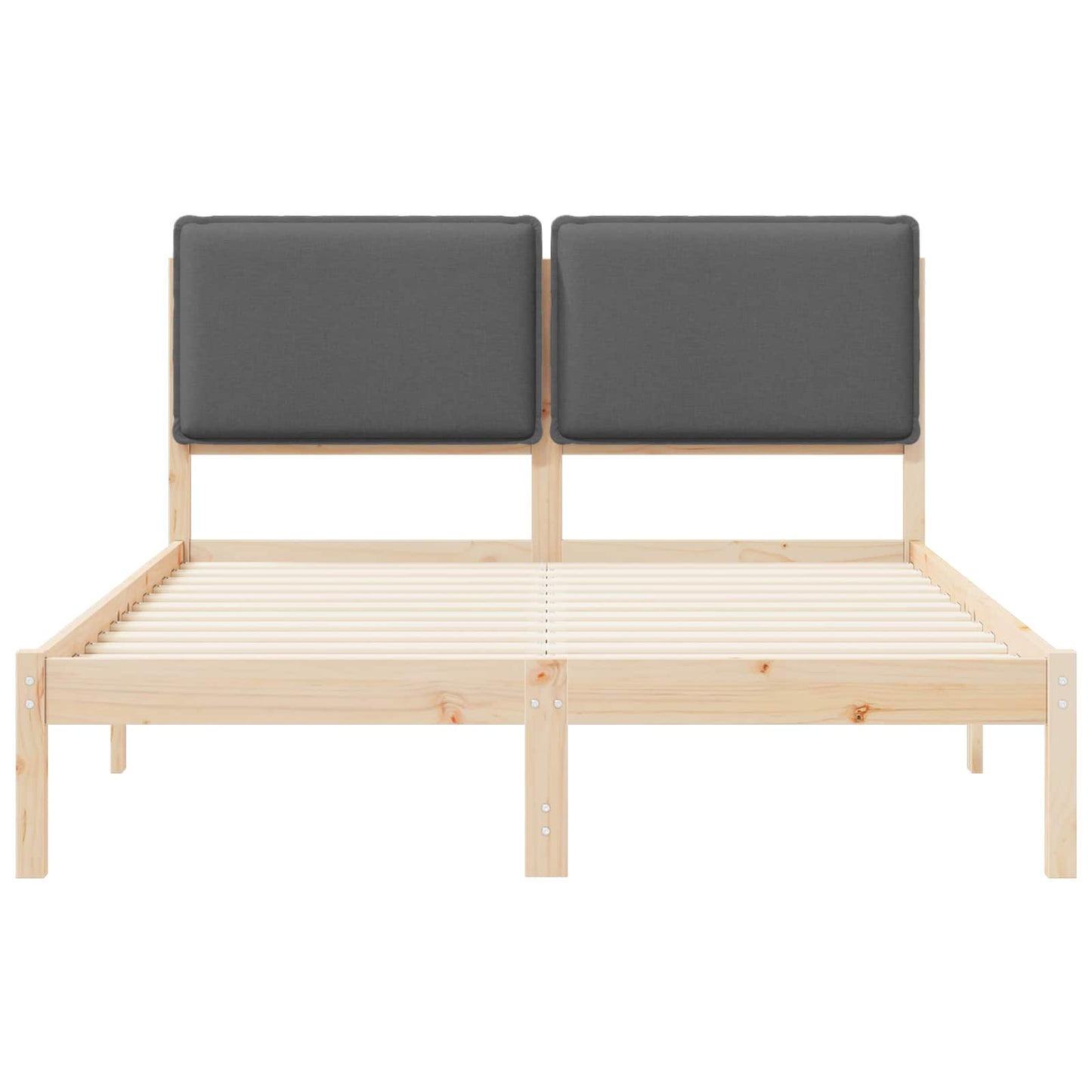 Letto con Testiera Rivestita Grigio scuro 140 x 200 cm